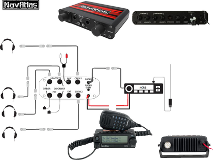 NAVATLAS Intercom/Radio and In-Helmet Headset Kit - 4-Seat - Black NI2RIH4