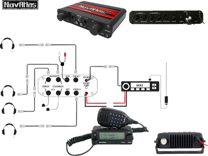 NAVATLAS Intercom/Radio and Headset Kit - 4-Seat - Black NI2RBHBK4