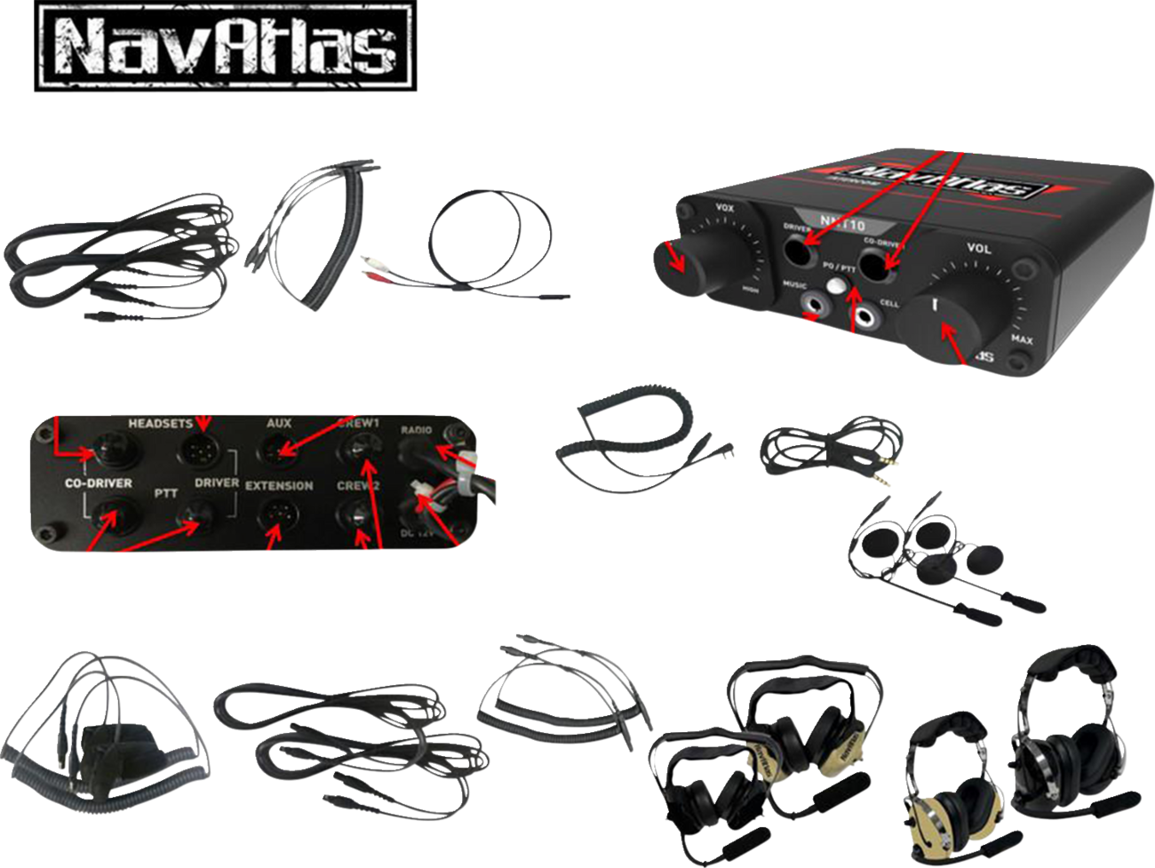 NAVATLAS Intercom/Radio and Headset Kit - 2-Seat - Black NIROHBK2