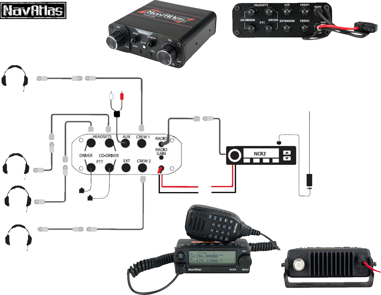 NAVATLAS Intercom/Radio and Headset Kit - 4-Seat - Beige NIRBHBE4