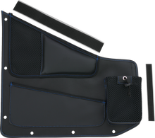 SHOW CHROME Kaliber Side Organizer - Driver and Passenger - Black w/ Blue Stitching H44-7BLU