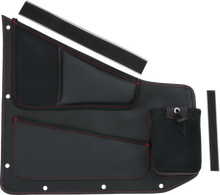SHOW CHROME Kaliber Side Organizer - Driver and Passenger - Black w/ Red Stitching H44-7RED