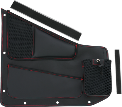 SHOW CHROME Kaliber Side Organizer - Driver and Passenger - Black w/ Red Stitching H44-7RED