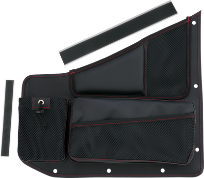 SHOW CHROME Kaliber Side Organizer - Driver and Passenger - Black w/ Red Stitching H44-7RED