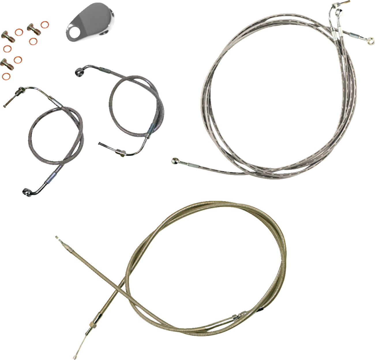 LA CHOPPERS Standard Stainless Braided Handlebar Cable/Brake Line Kit 15"-17" Ape Hangers - '18-'24 Softail LA-8157KT-16