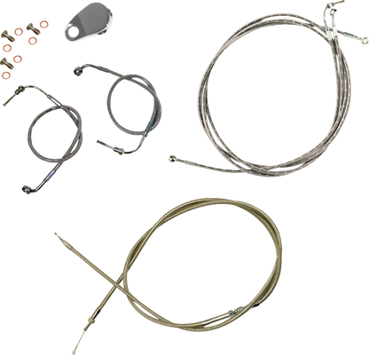 LA CHOPPERS Standard Stainless Braided Handlebar Cable/Brake Line Kit 15"-17" Ape Hangers - '18-'24 Softail LA-8157KT-16
