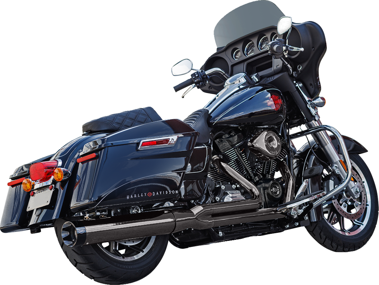 S&S CYCLE 2-into-1 Lava Chrome Sidewinder® Exhaust System - Race Only 550-1087