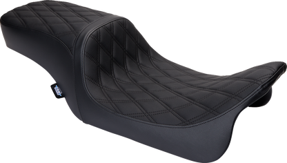 DRAG SPECIALTIES SEATS Predator 2-Up Seat - Vinyl - Double Diamond Black Stitch - w/o Backrest - FL '08-'23 0801-1490