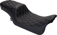 DRAG SPECIALTIES SEATS Predator 2-Up Seat - Vinyl - Double Diamond Silver Stitch - w/o Backrest - FL '08-'23 0801-1492
