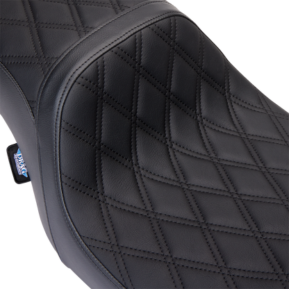 DRAG SPECIALTIES SEATS Predator 2-Up Seat - Vinyl - Double Diamond Black Stitch - w/o Backrest - FL '08-'23 0801-1490