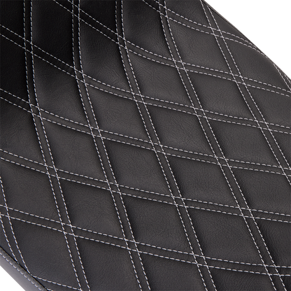 DRAG SPECIALTIES SEATS Predator 2-Up Seat - Vinyl - Double Diamond Silver Stitch - w/o Backrest - FL '08-'23 0801-1492