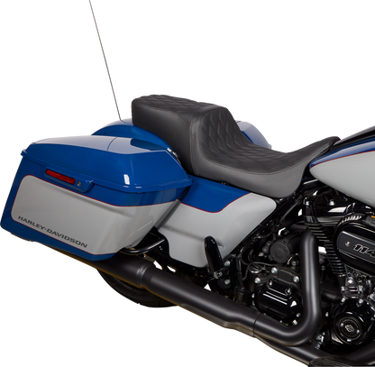 DRAG SPECIALTIES SEATS Predator 2-Up Seat - Vinyl - Double Diamond Black Stitch - w/o Backrest - FL '08-'23 0801-1490