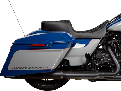 DRAG SPECIALTIES SEATS Predator 2-Up Seat - Vinyl - Double Diamond Silver Stitch - w/o Backrest - FL '08-'23 0801-1492