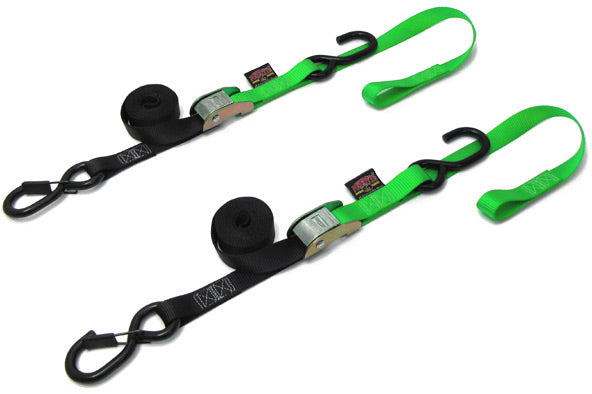 Tie Down Cam Sec Hook Soft Tye 1"X6' Black/Green Pair