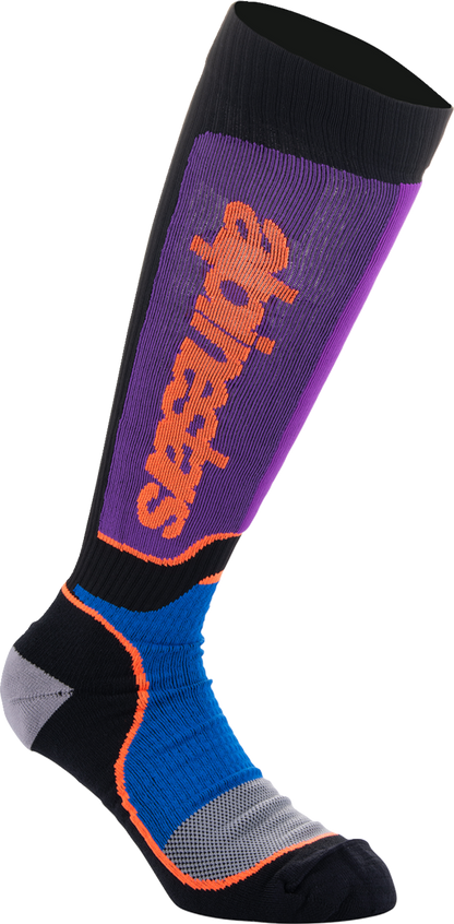 ALPINESTARS MX Plus Socks - Black/Purple/Blue/Orange - Large 4702324-1246-L