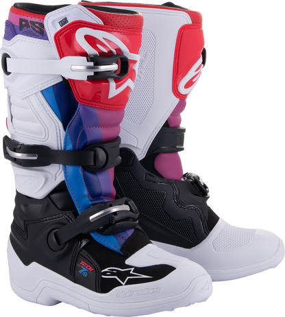 ALPINESTARS Youth Tech 7S Boots - White/Black/Rainbow - US 6 / EU 39 2015017-289-6