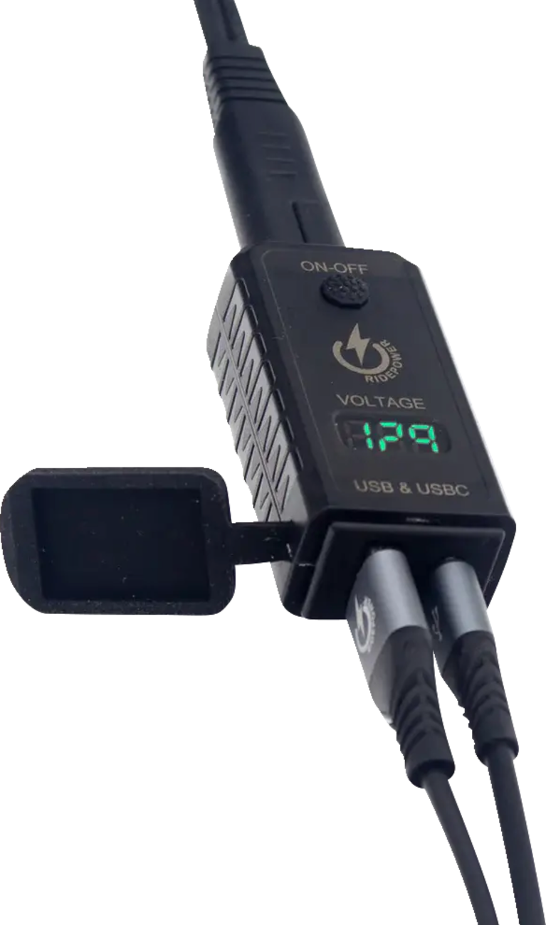 RIDEPOWER SAE to USB-C/USB Ports Adapter - Charger - Digital Voltage Indicator RPSAEUSBUSBCADP