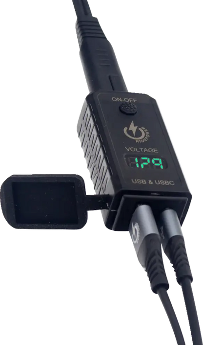 RIDEPOWER SAE to USB-C/USB Ports Adapter - Charger - Digital Voltage Indicator RPSAEUSBUSBCADP