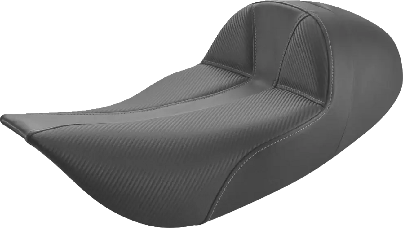 SADDLEMEN Dominator Solo Seat - Extended Reach - w/o Backrest - Black w/ Gray Stitching - FLHR/FLHX '97-'07 897-06-0042