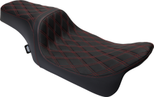 DRAG SPECIALTIES SEATS Predator 1Up Seat - Vinyl - Double Diamond Red Stitch - FLH '08-'23 08011491
