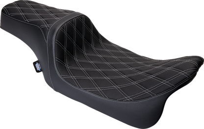 DRAG SPECIALTIES SEATS Predator 1Up Seat - Vinyl - Double Diamond Silver Stitch - FLH '08-'23 08011489