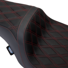 DRAG SPECIALTIES SEATS Predator 1Up Seat - Vinyl - Double Diamond Red Stitch - FLH '08-'23 08011491