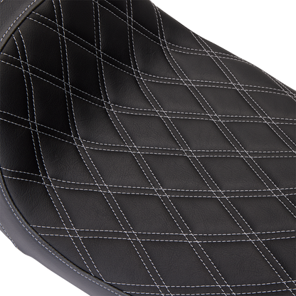 DRAG SPECIALTIES SEATS Predator 1Up Seat - Vinyl - Double Diamond Silver Stitch - FLH '08-'23 08011489