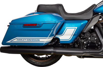 DRAG SPECIALTIES SEATS Predator 1Up Seat - Vinyl - Double Diamond Silver Stitch - FLH '08-'23 08011489