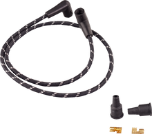 DRAG SPECIALTIES Plug Wires - Braided - Black/White 40176