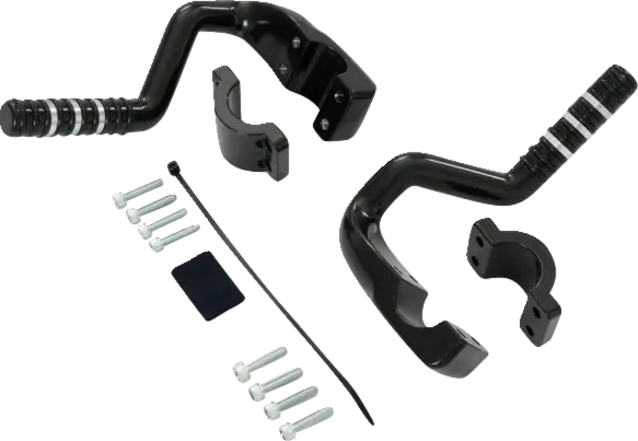 SHOW CHROME Adjustable Highway Pegs - Satin Black with Contrast Cut - Can-Am 41-422