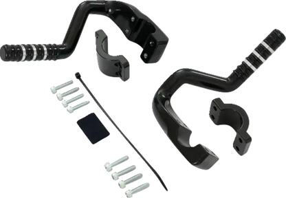 SHOW CHROME Adjustable Highway Pegs - Satin Black with Contrast Cut - Can-Am 41-422