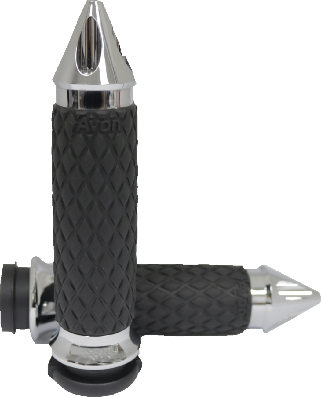 AVON GRIPS Diamond Contour Grips - Spike - Chrome - TBW DIA-60-CH-FL-SP