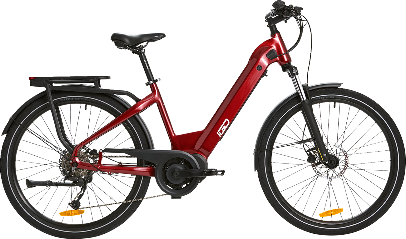 IGO ELECTRIC BIKES Discovery Rosemont LS E-Bike - Burgundy - Step Through 100-212-000