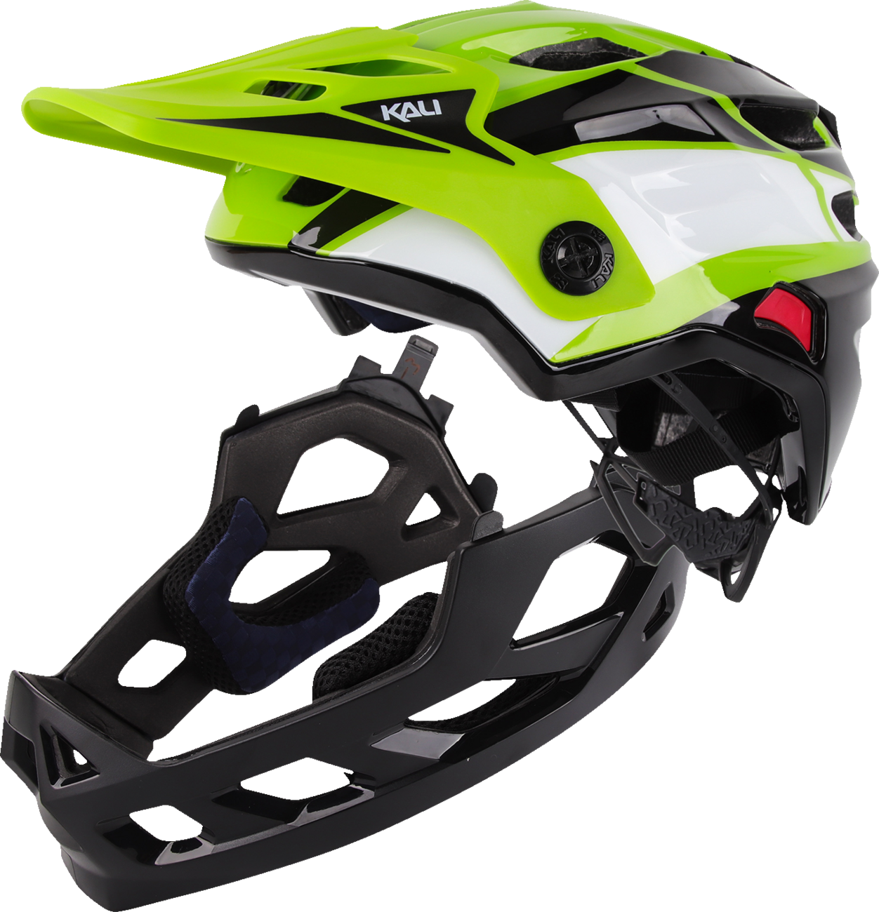 KALI Child Maya Full Face Helmet - Race - Gloss Lime/White/Black - OS 0221923322