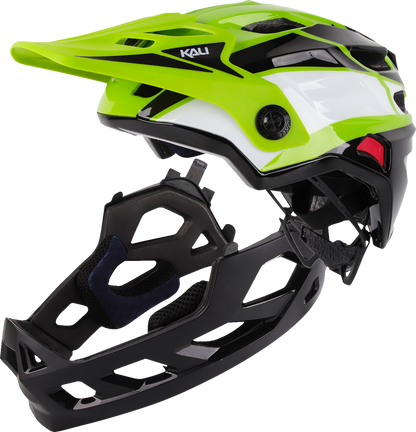 KALI Child Maya Full Face Helmet - Race - Gloss Lime/White/Black - OS 0221923322