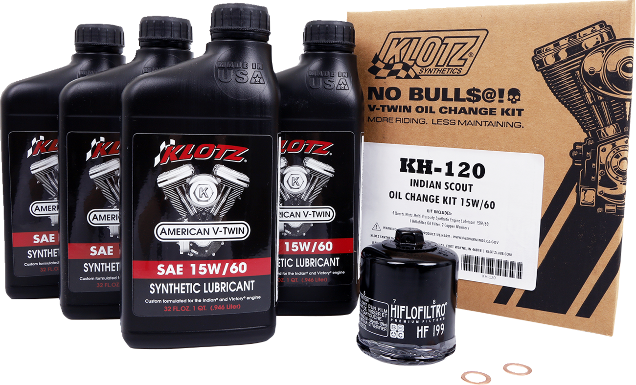 KLOTZ OIL Oil Change Kit - Indian Scout - 15W-60 KH-120