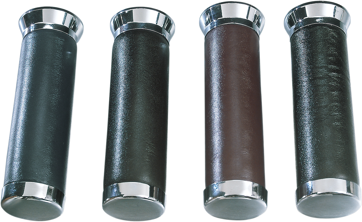 PARTS UNLIMITED Leather-Covered Grips - Black 45-1122B-BC324