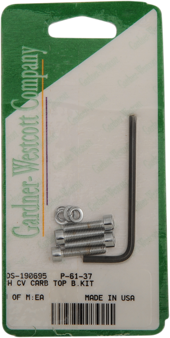 GARDNER-WESTCOTT Bolt Kit - CV Carburetor - Top Cover - Socket-Head - Chrome P-61-37