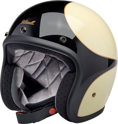 BILTWELL Bonanza Helmet - Gloss Vintage White/Black Scallop - Small 1001-559-202