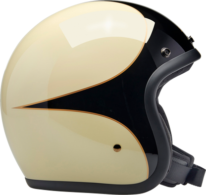 BILTWELL Bonanza Helmet - Gloss Vintage White/Black Scallop - Small 1001-559-202