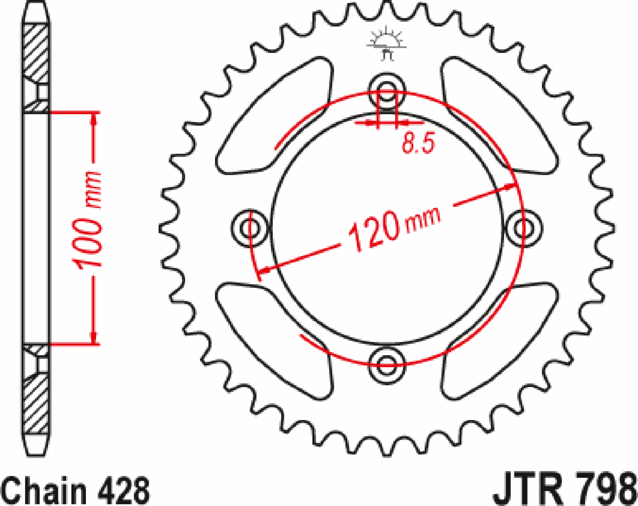 JT SPROCKETS Rear Sprocket - 51 Tooth - Yamaha JTR798.51