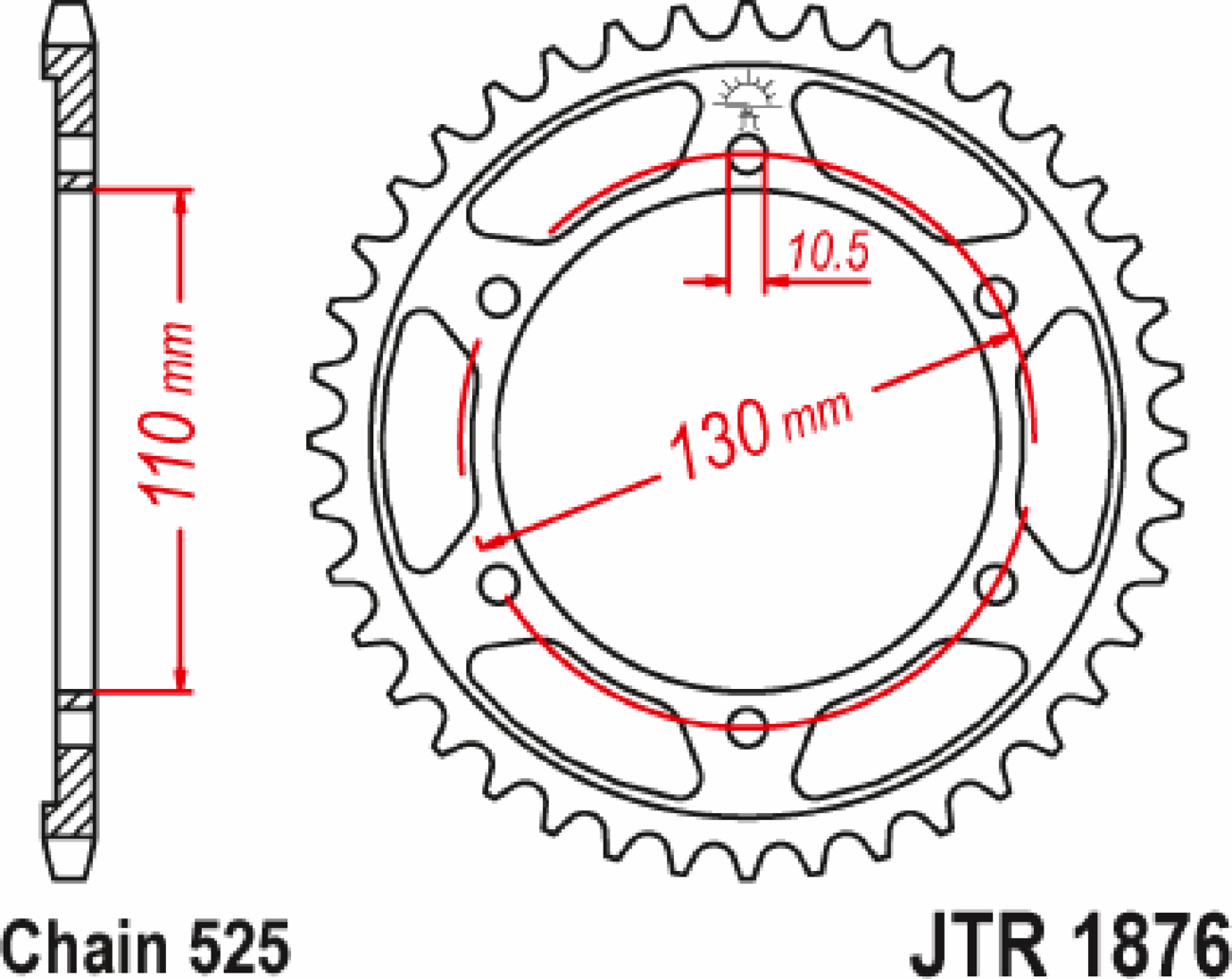 JT SPROCKETS Rear Sprocket - 42 Tooth - Yamaha JTR1876.42