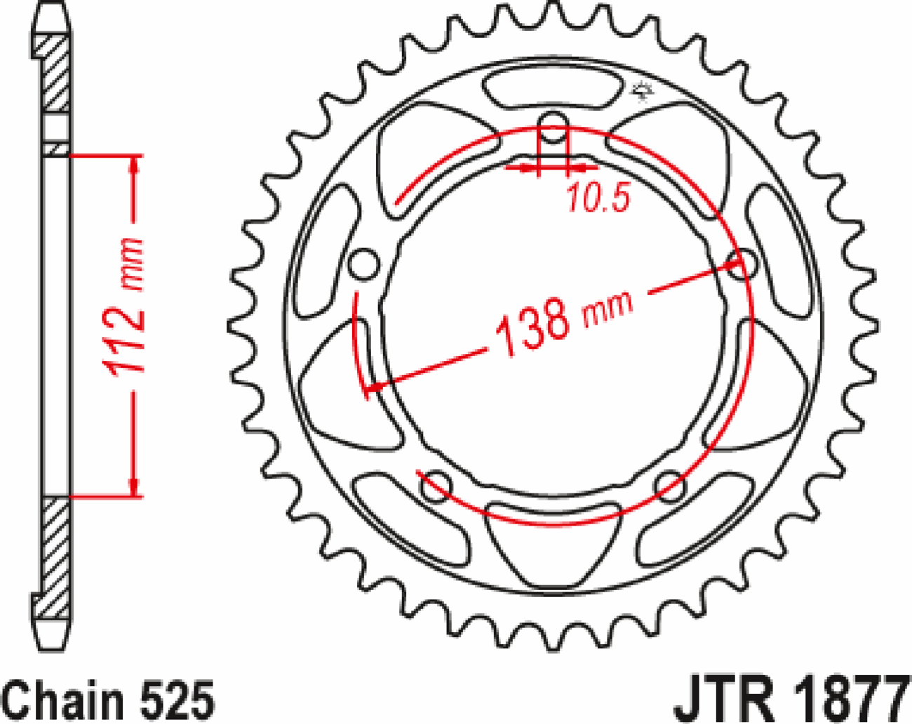 JT SPROCKETS Rear Sprocket - 45 Tooth - Yamaha JTR1877.45