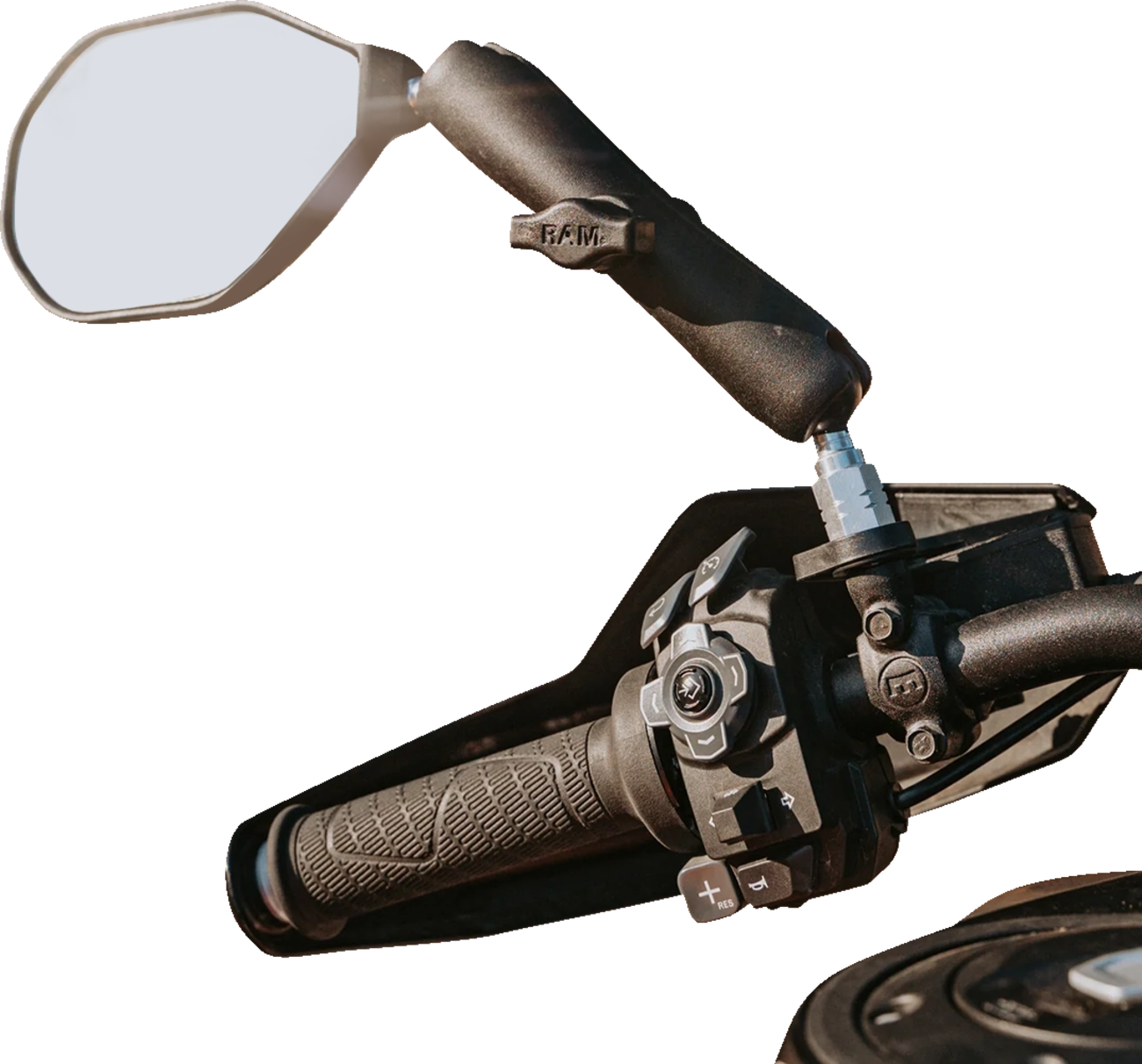 RAM MOUNTS Tough-Mirror™ - Side View - Oval - Black - Left with Ball RAM-B-465LU