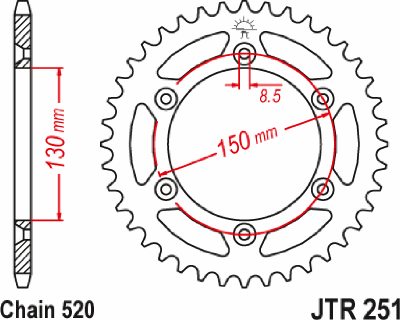 JT SPROCKETS Rear Sprocket - 47 Tooth - Yamaha JTR251.47