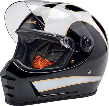 BILTWELL Lane Splitter Helmet - Gloss Black/White Flames - XS 1004-570-501
