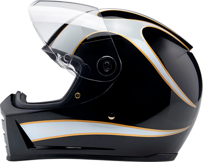BILTWELL Lane Splitter Helmet - Gloss Black/White Flames - XS 1004-570-501