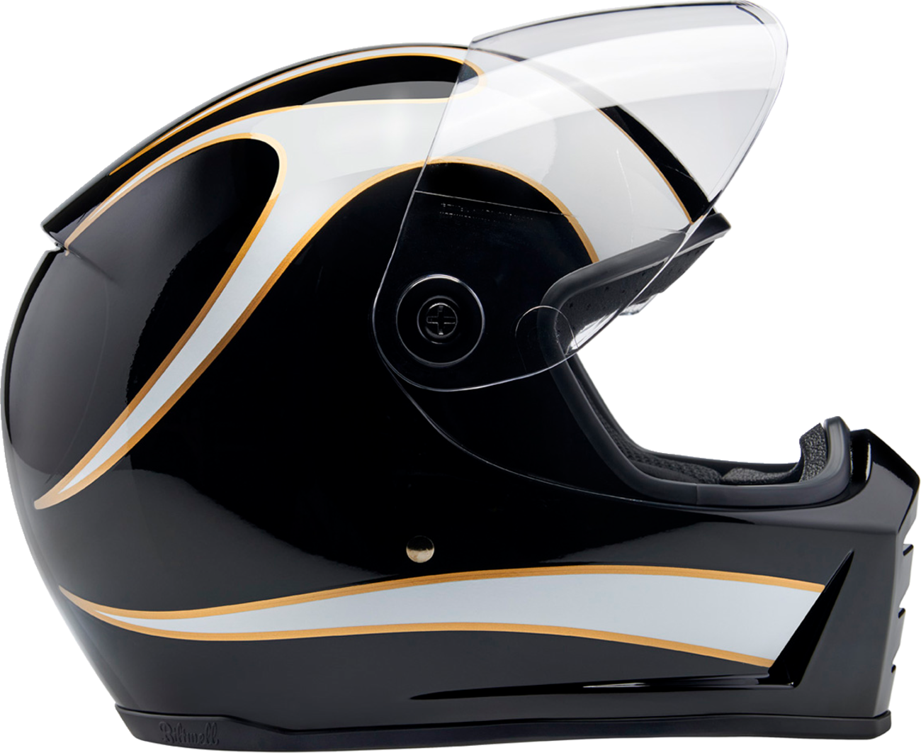 BILTWELL Lane Splitter Helmet - Gloss Black/White Flames - XS 1004-570-501