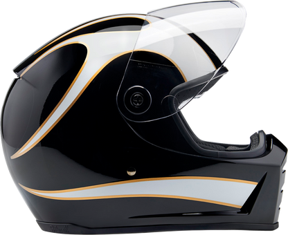 BILTWELL Lane Splitter Helmet - Gloss Black/White Flames - XL 1004-570-505