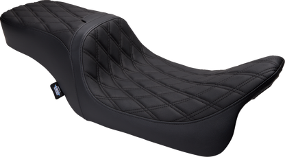 DRAG SPECIALTIES SEATS Predator 2-Up Seat - Vinyl - Double Diamond - w/o Backrest - FLH/FLTR '08-'23 0801-1500